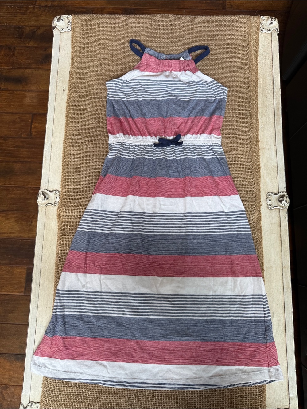 Gymboree Striped Halter Dress in Navy white and red